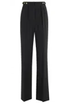 Elisabetta Franchi High-waisted Tailored Pants With Button Detail In Black