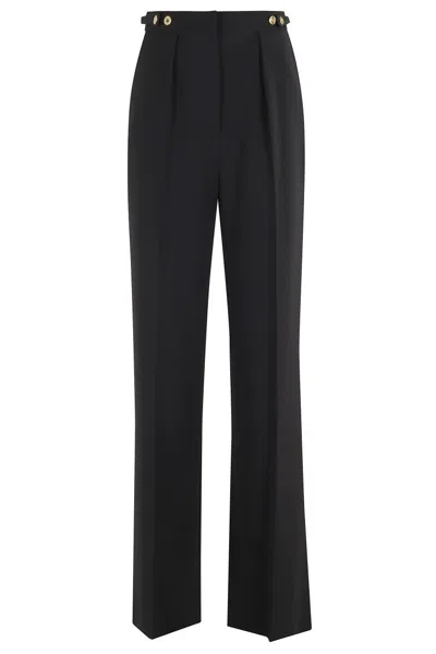 ELISABETTA FRANCHI HIGH-WAISTED TAILORED PANTS WITH BUTTON DETAIL