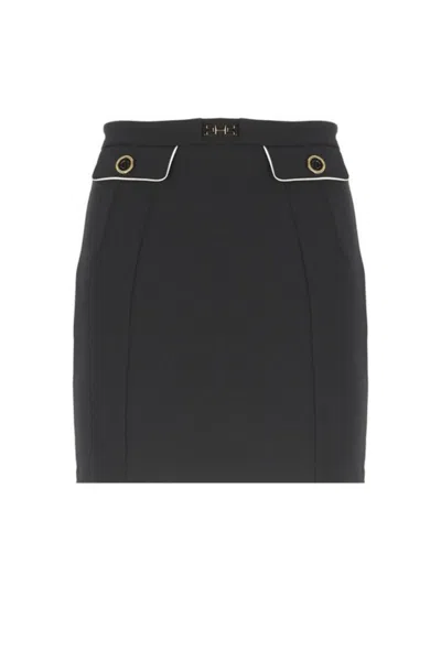 Elisabetta Franchi High-waisted Tailored Skirt With Decorative Buttons In Black