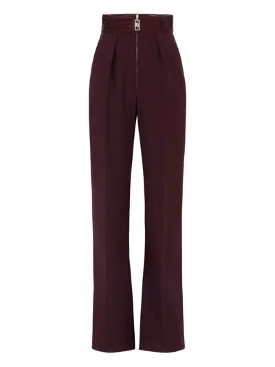 Elisabetta Franchi High-waisted Tailored Trousers In Burgundy