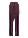 Elisabetta Franchi High-waisted Tailored Trousers With Front Pleats In Burgundy