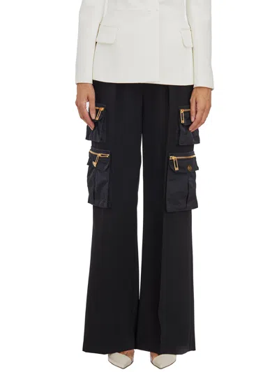 Elisabetta Franchi High-waisted Trousers With Removable Belt In Black