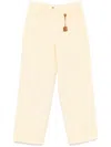 Elisabetta Franchi Stretch Cotton Blend Trousers In Gold