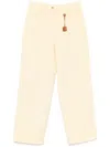 Elisabetta Franchi Stretch Cotton Blend Trousers In Neutral