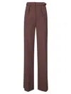 Elisabetta Franchi High-waisted Wide-leg Palazzo Pants With Elegant Drape In Brown