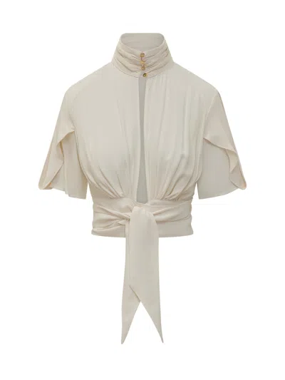 Elisabetta Franchi High-neck Blouse With Belt In White