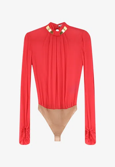 Elisabetta Franchi High-neck Bodysuit In Red