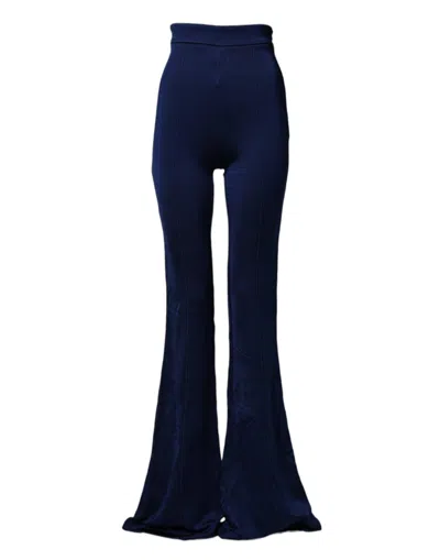 Pre-owned Elisabetta Franchi Highwaist Flare Leg Trouser Women's Pants () In Blue