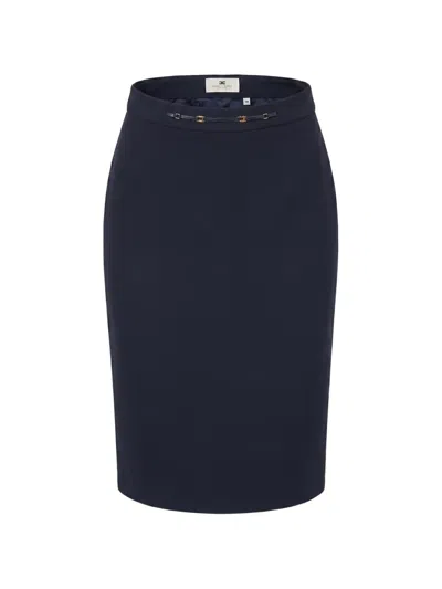 Elisabetta Franchi High-waist Midi Pencil Skirt In Blue