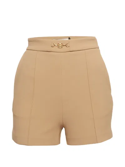 Pre-owned Elisabetta Franchi High-waisted Crepe Shorts In Neutrals