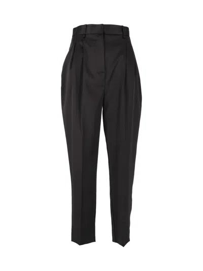 Elisabetta Franchi High-waisted Pleated Tapered Straight-leg Pants In Black