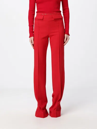 Elisabetta Franchi High-waisted Skinny Stretch-crêpe Trousers In Red