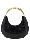 Elisabetta Franchi Crocodile-print Half-moon Shoulder Bag In Black