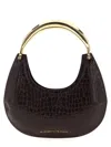Elisabetta Franchi Small Hobo Crocodile-effect Metal-top-handle Shoulder Bag In Black