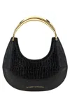 Elisabetta Franchi Crocodile-print Half-moon Shoulder Bag In Black