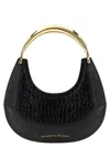 Elisabetta Franchi Crocodile-print Half-moon Shoulder Bag In Black