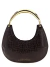 Elisabetta Franchi Small Hobo Crocodile-effect Metal-top-handle Shoulder Bag In Black
