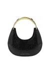 Elisabetta Franchi Crescent-shaped Black Crocodile-embossed Shoulder Bag In Black