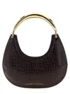 Elisabetta Franchi Small Hobo Crocodile-effect Metal-top-handle Shoulder Bag In Brown