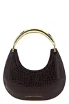 Elisabetta Franchi Small Hobo Crocodile-effect Metal-top-handle Shoulder Bag In Brown