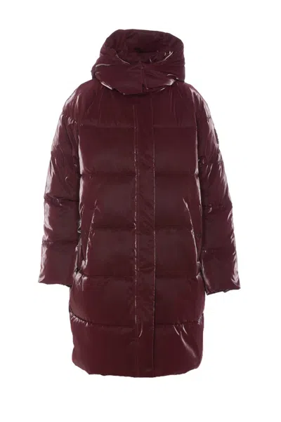 ELISABETTA FRANCHI ELISABETTA FRANCHI HOODED LONG SATIN DOWN JACKET 