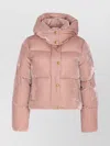 Elisabetta Franchi Hooded Padded Long Sleeve Jacket In Animal Print