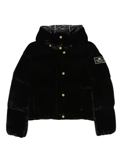 Elisabetta Franchi Hooded Puffer Jacket In Black