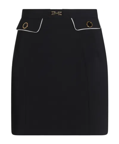 ELISABETTA FRANCHI ELISABETTA FRANCHI EMBELLISHED PIPING CRÊPE MINISKIRT