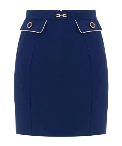 Elisabetta Franchi Horse-collar Button-down Skirt In Blue