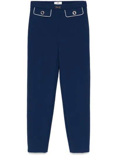 ELISABETTA FRANCHI HORSEBIT-DETAIL CREPE TROUSERS