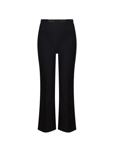 Elisabetta Franchi Horsebit-detail Flared Trousers In Black