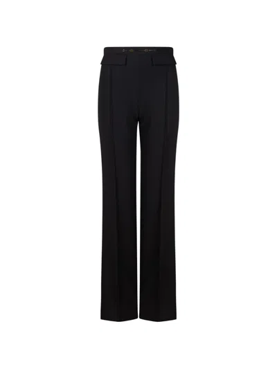 Elisabetta Franchi Horsebit-detail Straight-leg Trousers In Black