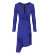 Elisabetta Franchi Indigo Blue Asymmetric Dress In Blue