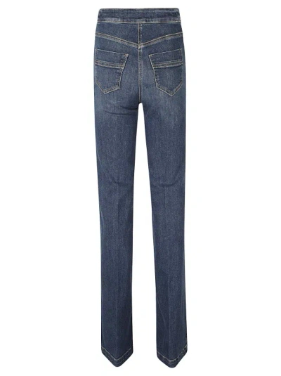 Elisabetta Franchi Indigo Cotton Blend Denim Jeans In Blue