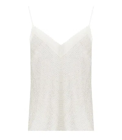 Elisabetta Franchi Ivory Beaded Top In White