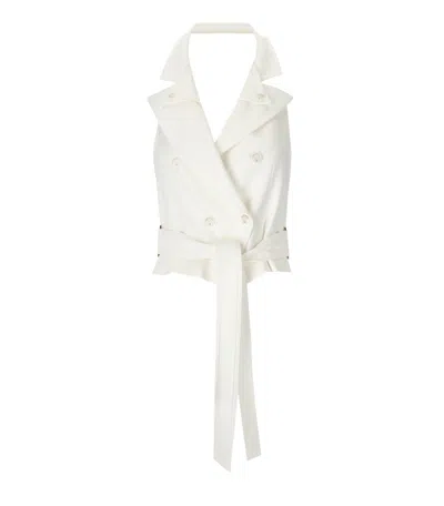 Elisabetta Franchi Double Breasted Viscose Vest In White