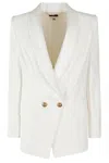 Elisabetta Franchi Ivory Blazer With Satin Shawl Lapels