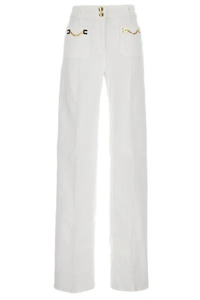 Elisabetta Franchi High-waist Wide-leg Denim Trousers In White