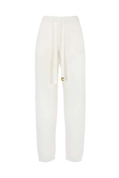 Elisabetta Franchi Ivory Cotton Sports Trousers In Avory
