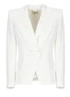 Elisabetta Franchi Ivory Crepe Blazer In Neutrals