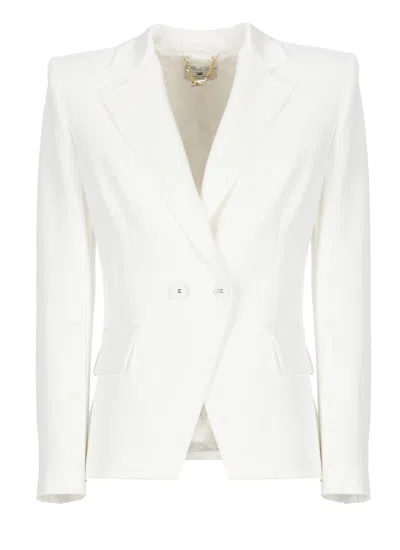 Elisabetta Franchi Ivory Crepe Blazer In Neutrals
