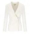 Elisabetta Franchi Ivory Crepe Double-breasted Jacket