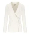 Elisabetta Franchi Ivory Crepe Double-breasted Jacket In White