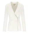 Elisabetta Franchi Ivory Crepe Double-breasted Jacket In Multi