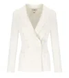 Elisabetta Franchi Ivory Crepe Double-breasted Jacket In White