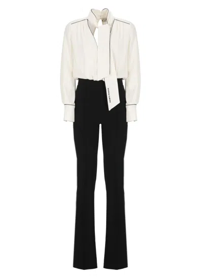 Elisabetta Franchi Ivory Crepe Suit In Neutrals