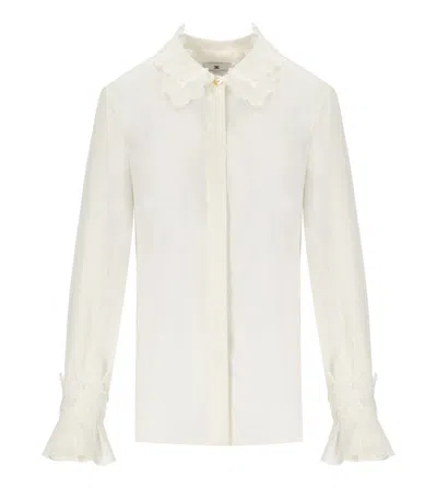 Elisabetta Franchi Ivory Georgette Shirt In White