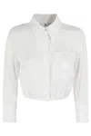 Elisabetta Franchi Georgette Cropped Shirt With Elastic Band In White