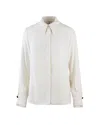 Elisabetta Franchi Ivory Georgette Shirt With Scarf In White