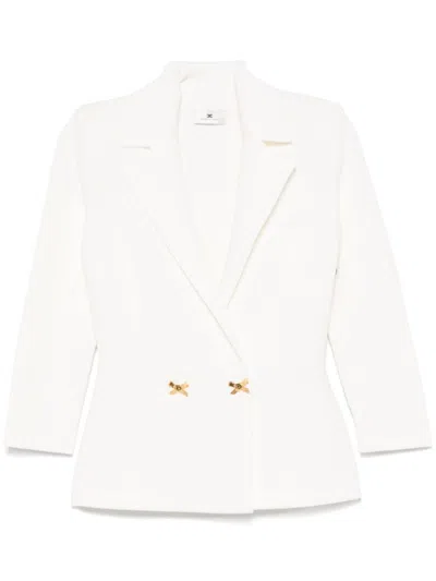 Elisabetta Franchi Ivory Jacket With Deep V-neckline In White